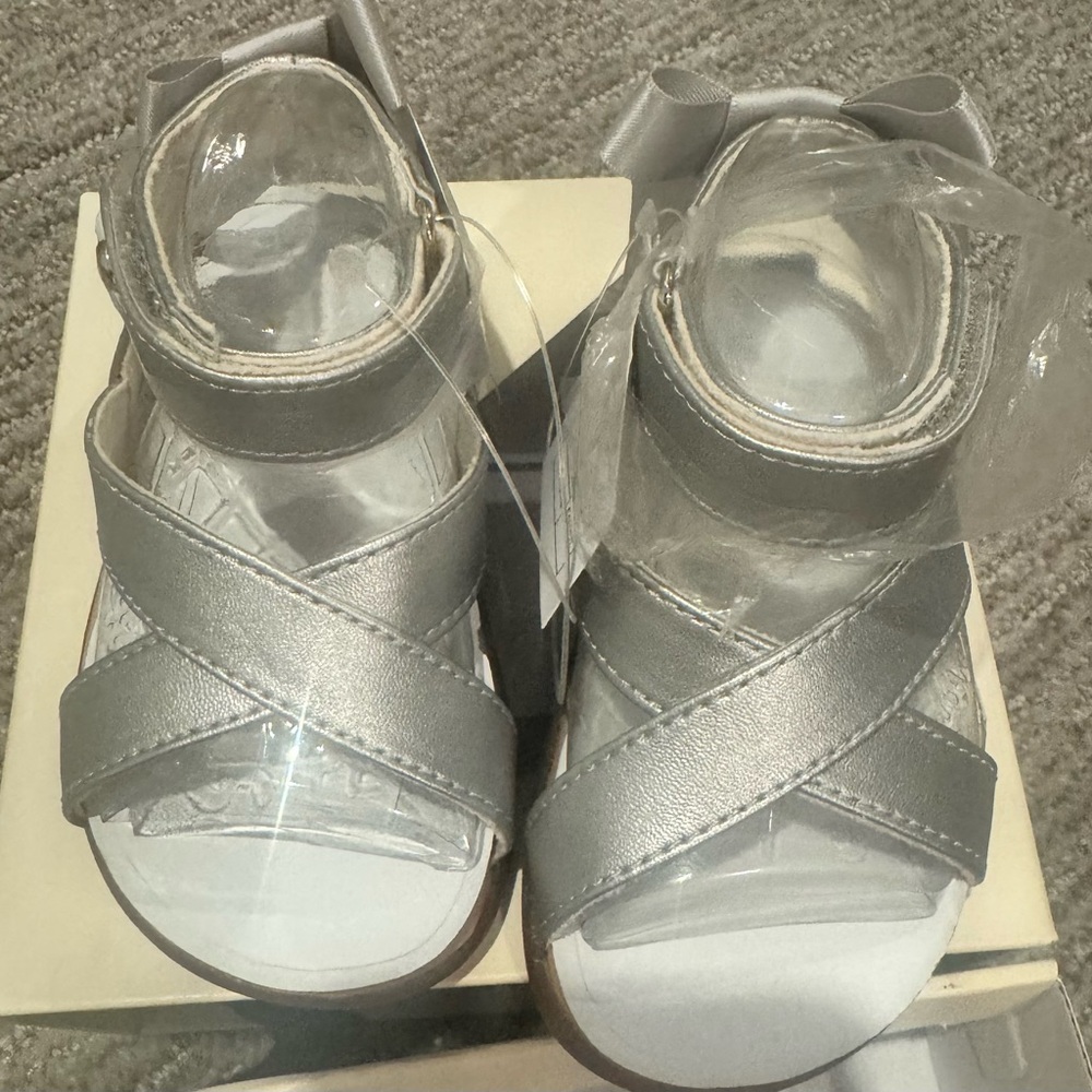 New UGG Metallic Silver Kids Sandals